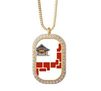 no/no Collier avec pendentif Tokyo japonais en cristal et cristal doré