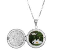 no/no Collier médaillon à trois cosmos blancs Art Déco Mode tenant une image Bijoux Cadeau d'anniversaire