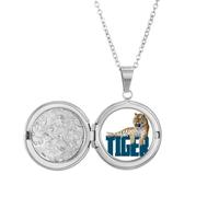 no/no Collier médaillon anglais avec motif chats Tigres féroces Cadeau d'anniversaire