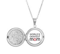 no/no Collier médaillon avec citation « World's Okayest Mom Best Mother » - Cadeau d'anniversaire