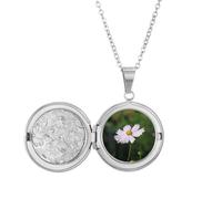 no/no Collier médaillon blanc Cosmos Art Déco pour image, bijoux, cadeau d'anniversaire