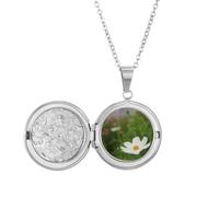 no/no Collier médaillon blanc Cosmos Art Déco pour image, bijoux, cadeau d'anniversaire