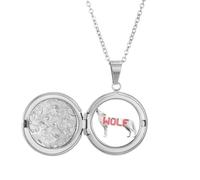 no/no Collier Médaillon Loup Blanc Stand Hurlant Art Déco Bijoux Fantaisie Cadeau d'anniversaire
