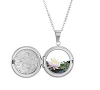 no/no Collier médaillon nénuphar thaïlandais avec pendentif, photo, bijoux, cadeau d'anniversaire