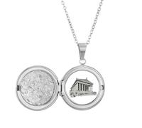 no/no Collier médaillon temple classicisme divinité temple tenir image bijoux cadeau d'anniversaire