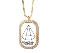 no/no Collier Pyrad hexagonal géométrique mathématique avec pendentif en cristal doré