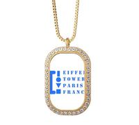 no/no Collier Tour Eiffel Paris France Pendentif Diamant Cristal Doré
