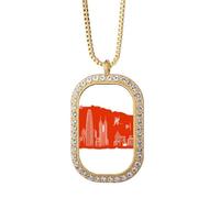 no/no Econocs Town China Canton Collier avec pendentif en cristal de diamant Doré