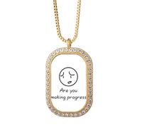 no/no Frown Confused Doubt Collier avec pendentif en cristal de diamant Doré
