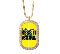 no/no Game Dialogue Press The Assault Collier Pendentif Diamant Cristal Doré Bijoux