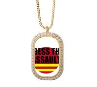 no/no Game Dialogue Press The Assault Collier Pendentif Diamant Cristal Doré Bijoux