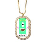 no/no Green Creature Collier avec pendentif en forme d'ange avec pendentif en cristal Doré