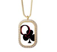 no/no Happiness Queen Club Q Poker Collier avec pendentif en cristal Doré