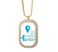 no/no Harbin Geography Collier de voyage avec pendentif en cristal de diamant Doré
