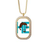 no/no He Man Collier avec pendentif en forme de barbe, style art déco, cristal de diamant, bijoux dorés