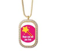 no/no Hope Can Set You Free Art Déco Collier Pendentif Cristal Diamant Doré