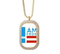 no/no I Am From Austria Collier avec pendentif en cristal et strass Doré