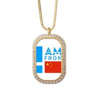 no/no I Am From China Collier avec pendentif en cristal et strass Doré