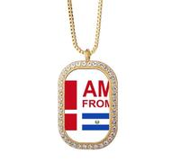 no/no I Am From El Salvador Art Deco Fashion Collier Pendentif Diamant Cristal Doré