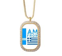 no/no I Am From Greece Collier avec pendentif en cristal de diamant Doré