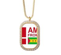 no/no I Am From Sao Tomé Principe Collier Pendentif Diamant Cristal Doré