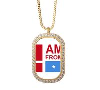 no/no I Am From Somalia Collier avec pendentif en cristal et strass Doré