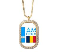 no/no I Am From Tchad Collier avec pendentif en cristal de diamant Doré