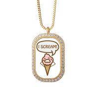 no/no Ice Scream Cry Grief Collier avec pendentif en cristal de diamant Doré