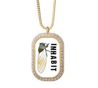 no/no Inhabit Cicada Allemada Neviifolia Bugs Collier Pendentif Diamant Cristal Doré