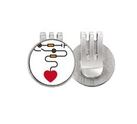 no/no Interrupteur de circuit en forme de cœur pour marqueur de balle de golf, clip magnétique en émail