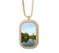no/no Lake Willw Collier avec pendentif en forme de tour d'arbre Art Déco Cristal Doré