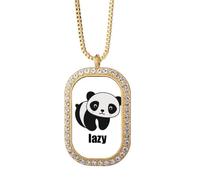 no/no Lazy Lovely Cartoon Panda Cat Fat Collier Pendentif Diamant Cristal Doré Bijoux