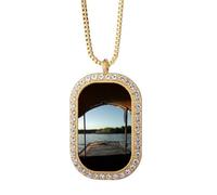 no/no Look Into The Distance Collier Art Déco Mode Pendentif Diamant Cristal Doré