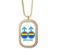 no/no Love Is Love Collier avec pendentif en cristal et strass Doré