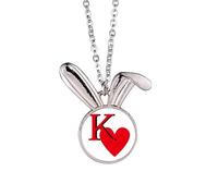no/no Love King Collier avec pendentif en forme de lapin en forme de cœur K Poker