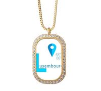 no/no Luxembourg Geography Coordonnates Trave Collier Pendentif Diamant Cristal Doré