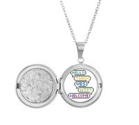 no/no Médaillon avec inscription « Thank You » et « Welcome Surprise » - Collier pour photo - Cadeau d'anniversaire
