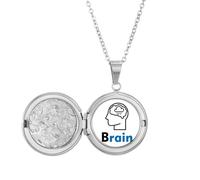 no/no Médaillon cerveau corps humain pensant pluie collier tenant photo bijoux cadeau d'anniversaire