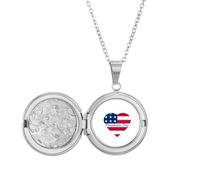 no/no Médaillon en forme de cœur avec drapeau américain pour la fête des présidents américains, cadeau d'anniversaire