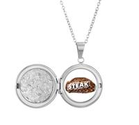 no/no Médaillon tendance avec inscription « Beef Food Meat Give » - Art déco - Cadeau d'anniversaire