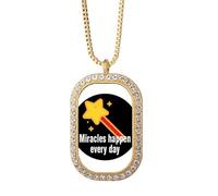 no/no Miracles Happen Every Day Collier avec pendentif en cristal de diamant Doré