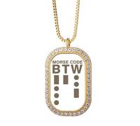 no/no Morse Code Way Collier avec pendentif en cristal de diamant Doré