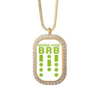 no/no Morse's Code Will Back Collier avec pendentif en cristal de diamant Doré