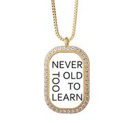 no/no Never Too Old Too Learn Collier avec pendentif en cristal de diamant Doré