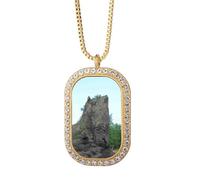 no/no Northeast Square Boulder Collier avec pendentif en cristal de diamant Doré