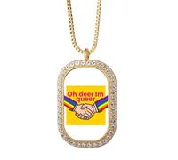 no/no Oh Deer Im Queer Collier avec pendentif en cristal et strass Doré