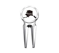 no/no Outil de réparation de marqueur de balle de golf Alaska USA Map Stars Stripes Flag Divot Tool Golf