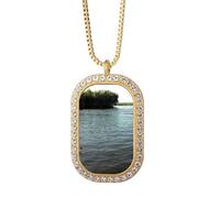 no/no Peaceful Lake Art Deco Fashion Collier Pendentif Diamant Cristal Doré Bijoux
