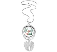no/no Pendentif arbre vie repos art déco mode ailes d'ange collier rotatif bijoux, M