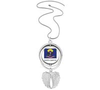 no/no Pendentif drapeau du Dakota du Nord avec ailes d'ange rotatives, M